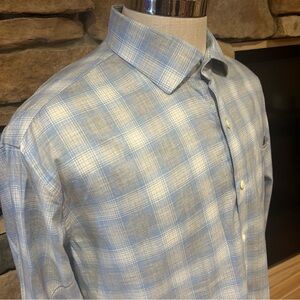 Peter Millar Light Blue Checkered Shirt‎ men’s size XL